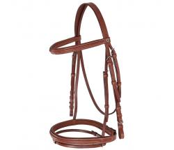 BRIGLIA INGLESE EQUESTRO CUOIO ITALIANO FRONTALINO RICAMATO DECO - 2340