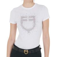 T-SHIRT EQUESTRO LOGO STRASS ROSA DA DONNA