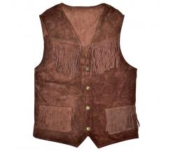 GILET IN PELLE SCAMOSCIATA CON FRANGE - 4213