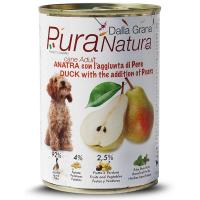 Cibo Umido in Scatola 400 gr Pura Natura Dalla Grana Monoproteico per Cani al gusto Anatra e Pere