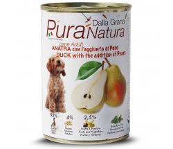 Cibo Umido in Scatola 400 gr Pura Natura Dalla Grana Monoproteico per Cani al gusto Anatra e Pere - C130112