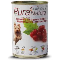 Cibo Umido in Scatola 400 gr Pura Natura Dalla Grana Monoproteico per Cani al gusto Salmone e Ribes