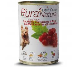 Cibo Umido in Scatola 400 gr Pura Natura Dalla Grana Monoproteico per Cani al gusto Salmone e Ribes - C130212