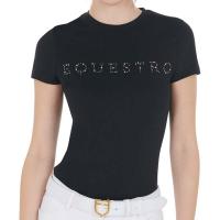 T-SHIRT EQUESTRO DA DONNA CON SCRITTA BRILLANTINI