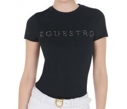 T-SHIRT EQUESTRO DA DONNA CON SCRITTA BRILLANTINI - 9870